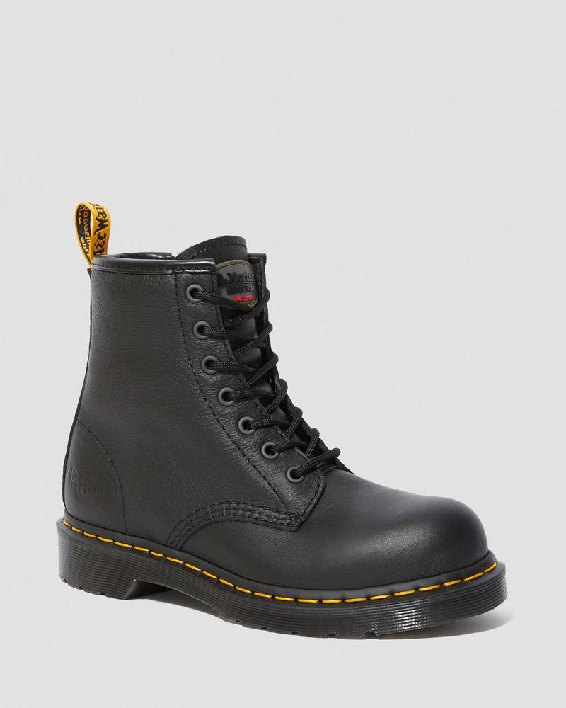 Dr Martens Maple Zip Newark Steel Neus Werklaarzen Dames Zwart | NL 398TCE